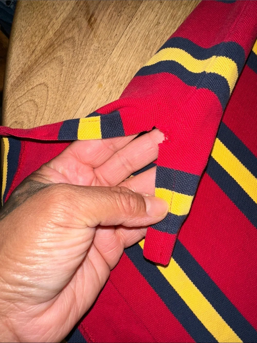 Ralph Lauren Red Polo with Navy and Yellow Stripes